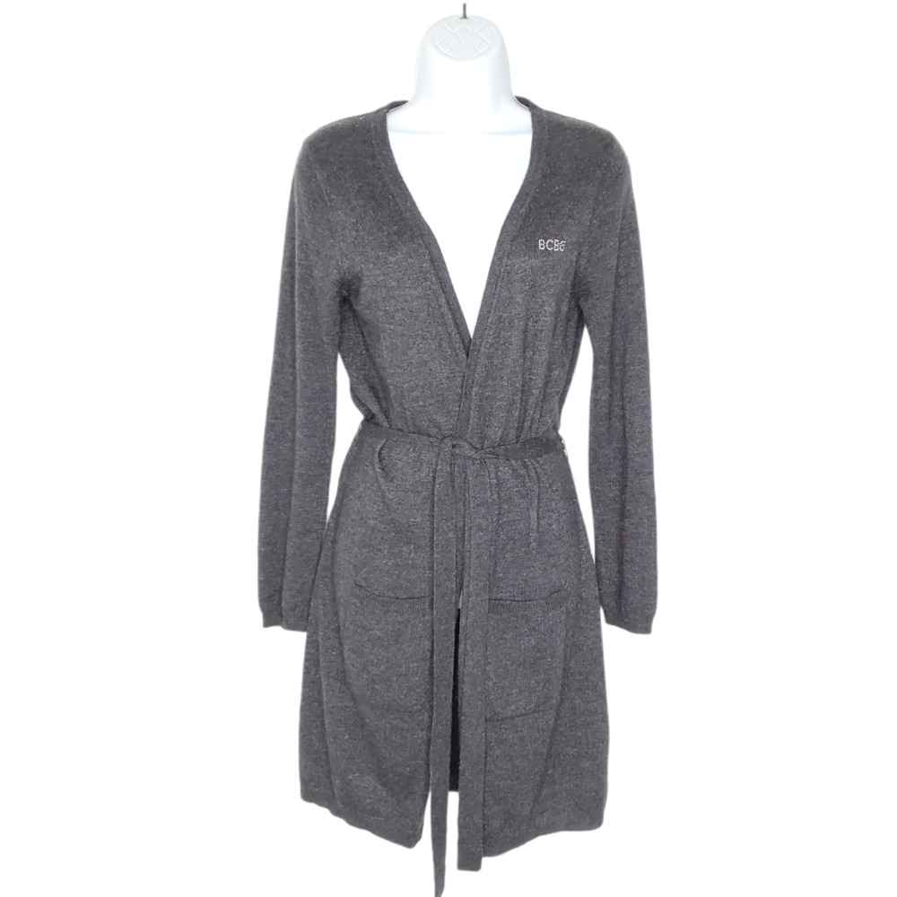BCBGMAXAZRIA Duster Long Cardigan Sweater M Angora Wool Blend Tie Waist